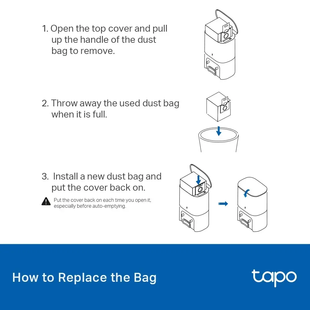 რობოტი მტვერსასრუტი TP-Link, Tapo RVA202, Robot Vacuum Disposable Dust Bag 3L (5 Pcs)