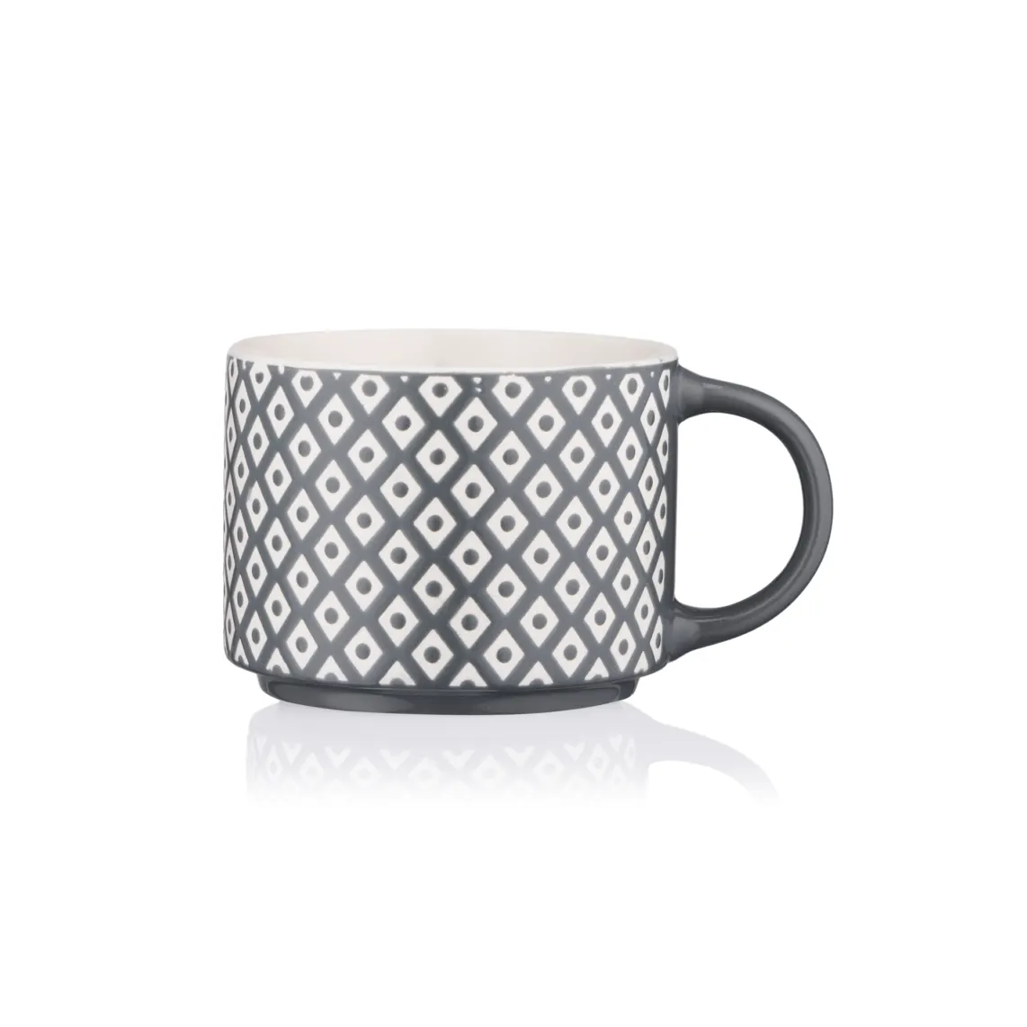 კათხა Mug ARDESTO Weaving E, 330ml, new bone china, white-black