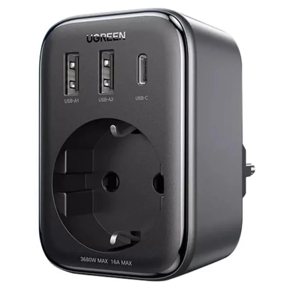 დამტენი CD314, UGREEN, Adapter, 30W, 1 Socket, USB-A, USB-C, Gray.