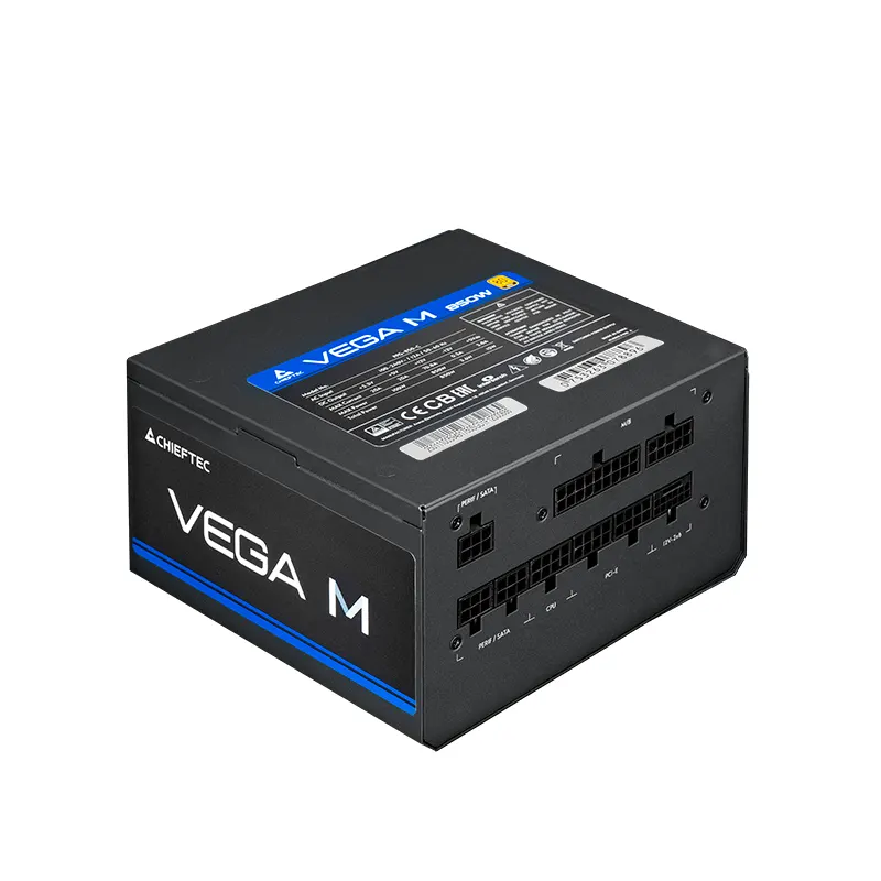 კვების ბლოკი CHIEFTEC PSU Vega M (750W), >90%, 80+ Gold, 135mm FDB, 1xMB 24pin(20+4), 2xCPU 8pin(4+4), 3xMolex, 6xSATA, 4xPCIe 8pin(6+2), 1xPCIe GEN5 16pin, Fully Modular