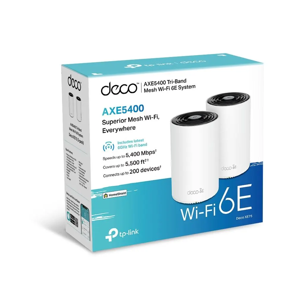 TP-Link, Deco XE75(2-pack), AXE5400 Whole Home Mesh Wi-Fi 6E System
