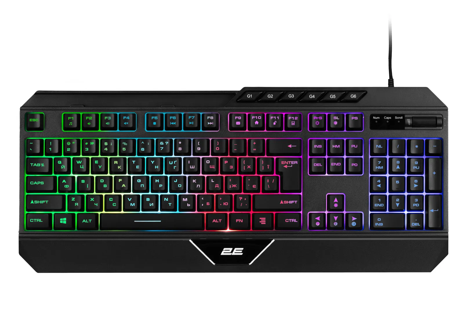 2E GAMING Membrane keyboard KG315 110key, USB-A, EN/UA, RGB, black