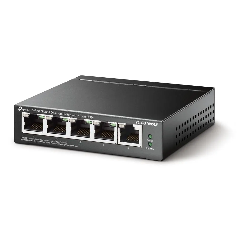 PoE სვიჩი TP-Link, TL-SG1005LP, Switch, 5-Port Gigabit Desktop Switch with 4-Port PoE+.
