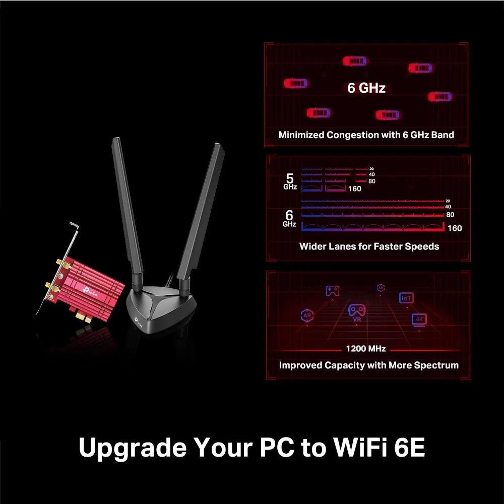 TP-Link, Archer TXE75E, AXE5400 Wi-Fi 6E Bluetooth PCle Adapter