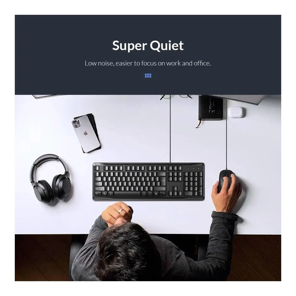 UGREEN, MK003,MU007, Keyboard + Mouse (Combo) Black