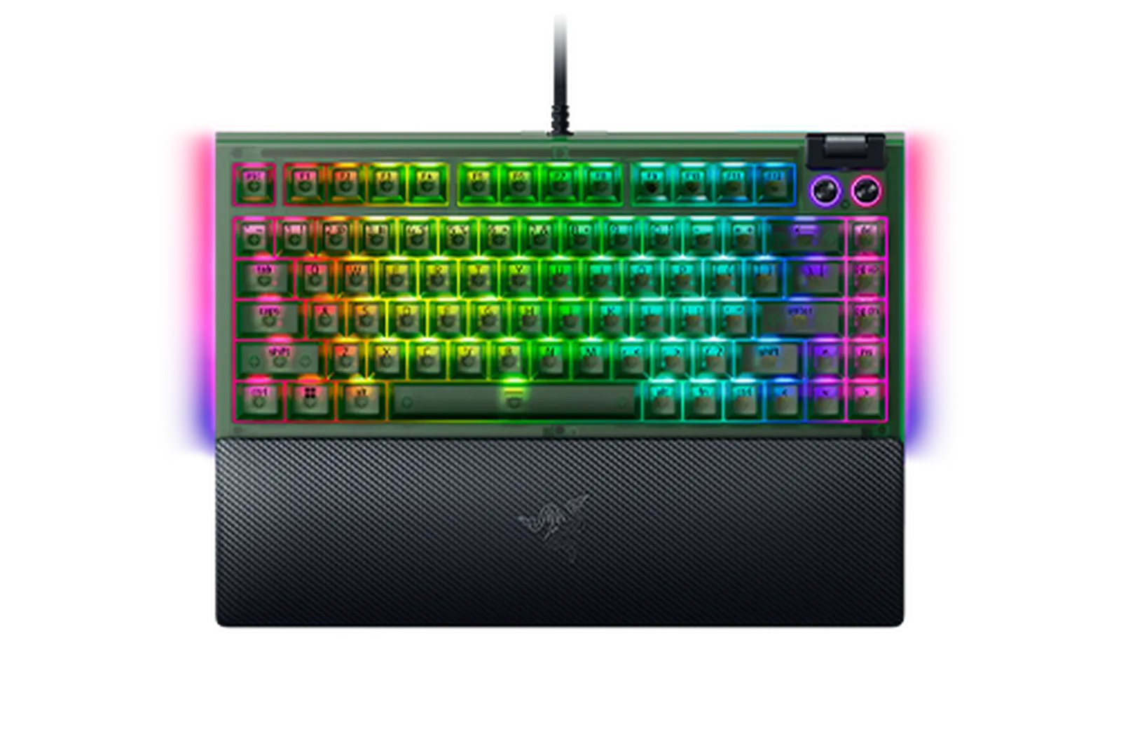 კლავიატურა Razer Keyboard BlackWidow V4 75%, 83key, Mechanical Tactile Switch GEN-3, USB-A, EN, RGB, Phantom Green Ed