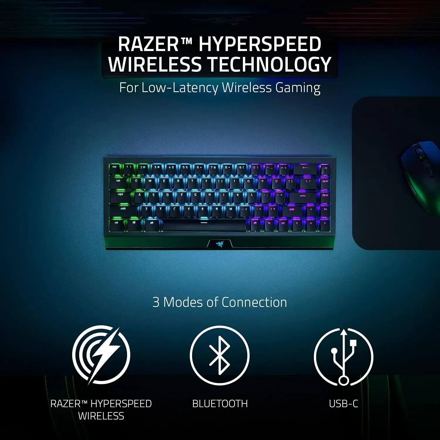 Razer, BlackWidow V3 Mini HyperSpeed, Keyboard Black