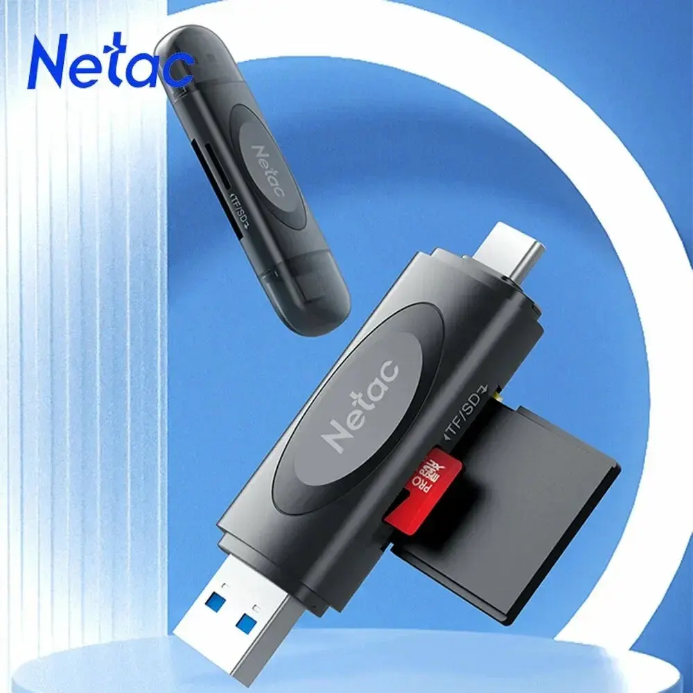 WK13, NETAC, Card Reader, USB3.0+Type-C to mSD/SD, Grey.