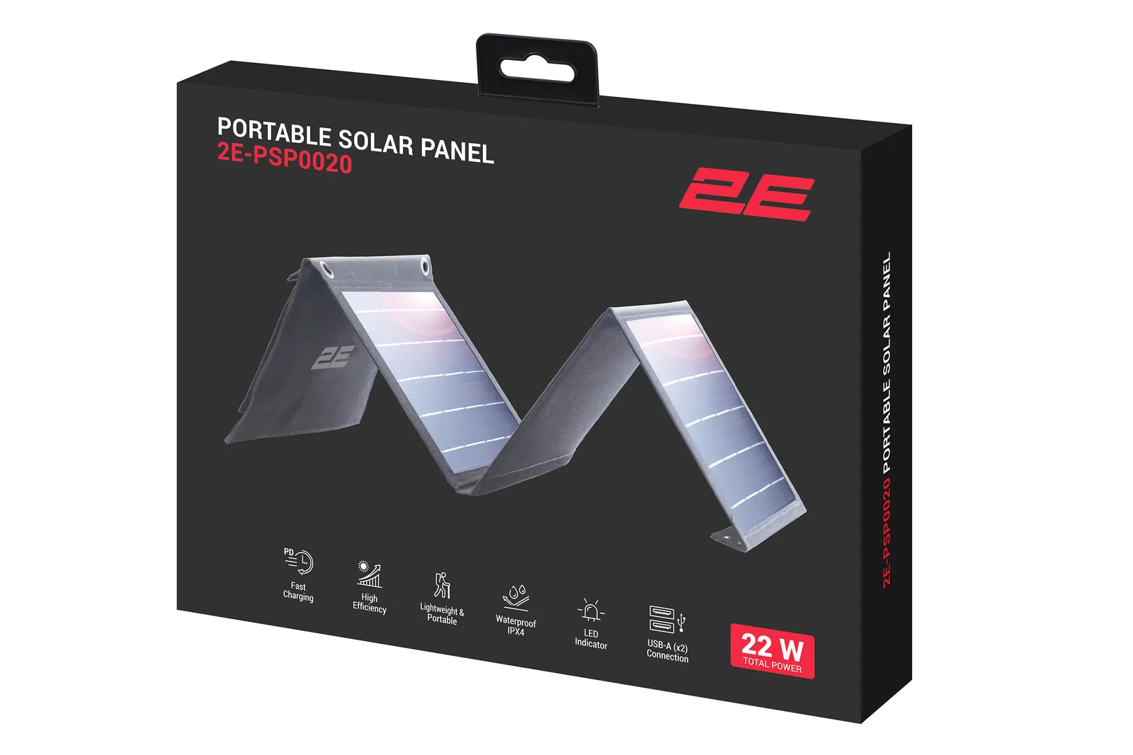 2E portable solar panel, 22 W, 2*USB-A 5V/2.4A