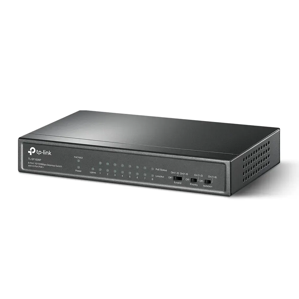 TP-Link, TL-SF1009P, 9-port 10/100Mbps Desktop Switch with 8-Port PoE+