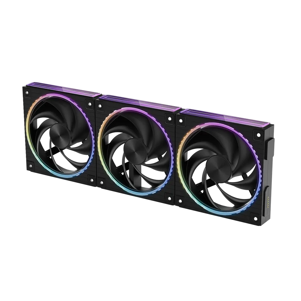 ქეისის ვენტილატორი Zalman Case Fan ZM-DF120A3 ARGB, 3x120mm, 800-2300rpm, 4pin, PWM, 3pin+5VARGB, 34,5dBa, POGO pin, Magnetic, black
