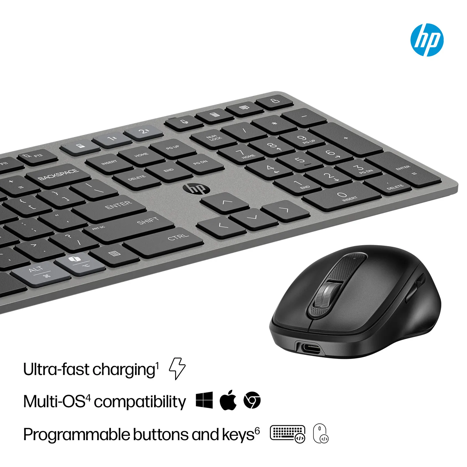 კლავიატურა HP 720 Rechargeable Wireless Combo Black