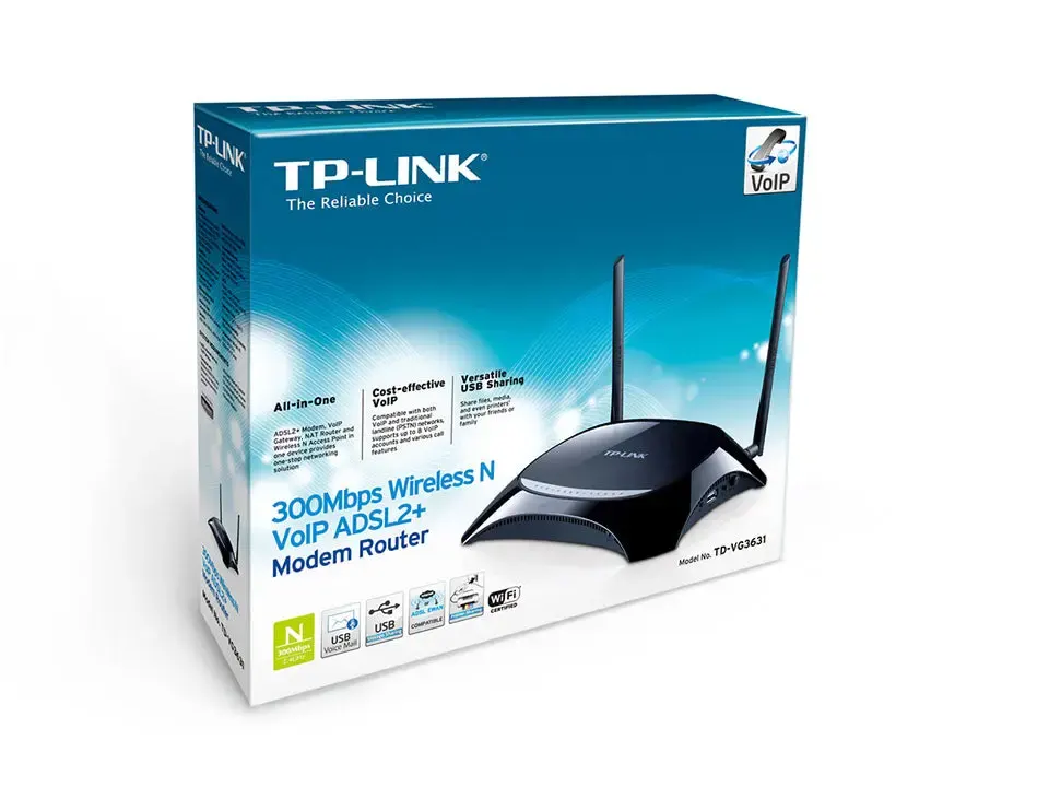 TD-VG3631, TP-Link,300Mbps Wireless N VoIP ADSL2+ Modem Router