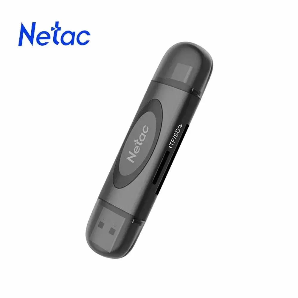 WK13, NETAC, Card Reader, USB3.0+Type-C to mSD/SD, Grey.
