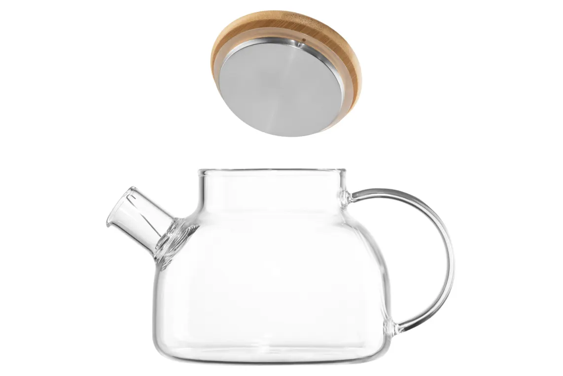 ჩაიდანი Ardesto Teapot Gemini 800ml, borosilicate glass, bamboo, transparent