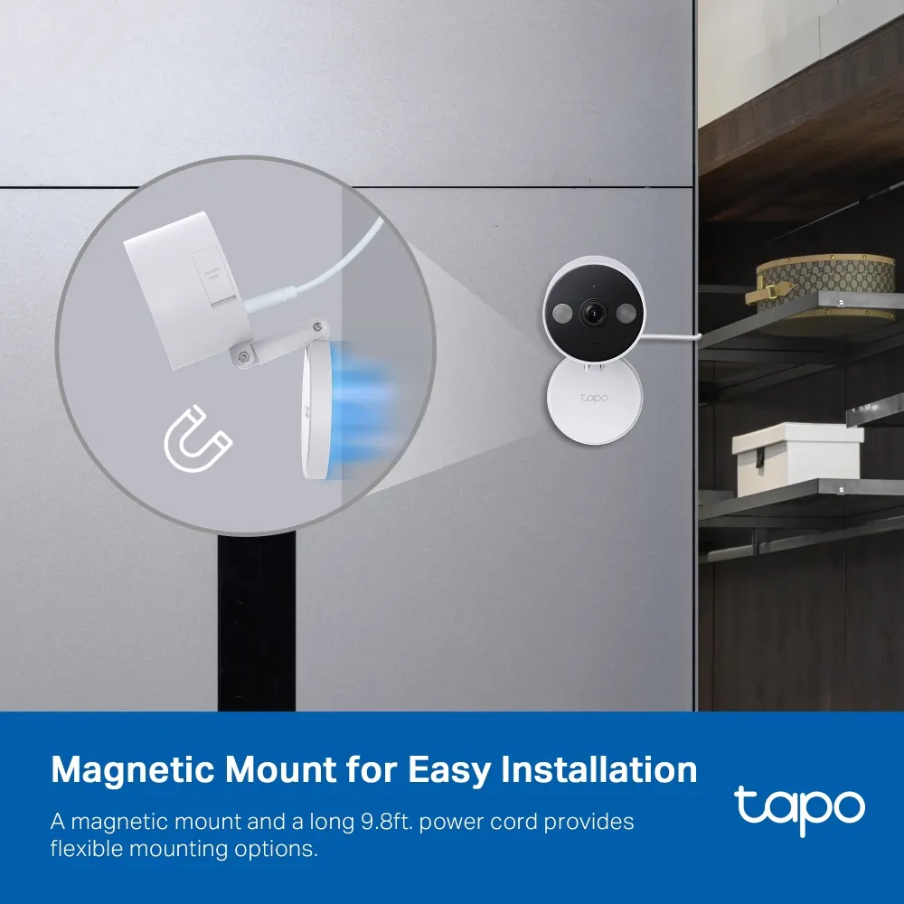 TP-Link Tapo C120 Wi-Fi Camera - 2560 × 1440 (2K), Wi-Fi, 120° Viewing Angle, MicroSD Card Slot (Up to 256 GB), Two-Way Audio, iOS, Android