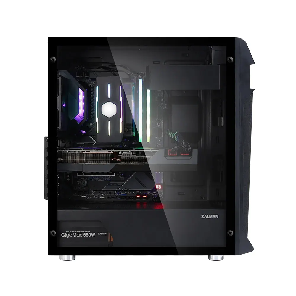 ქეისი Zalman PC case Z1 Plus without PSU, 2xUSB3.0, 1xUSB2.0, 3x120mm, VGA 385mm, LCS ready, TG Side Panel, ATX, black