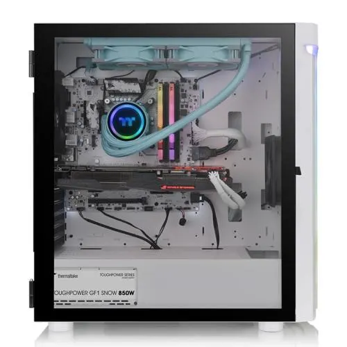 Thermaltake, H590 TG Snow ARGB Mid Tower Chassis Case White.