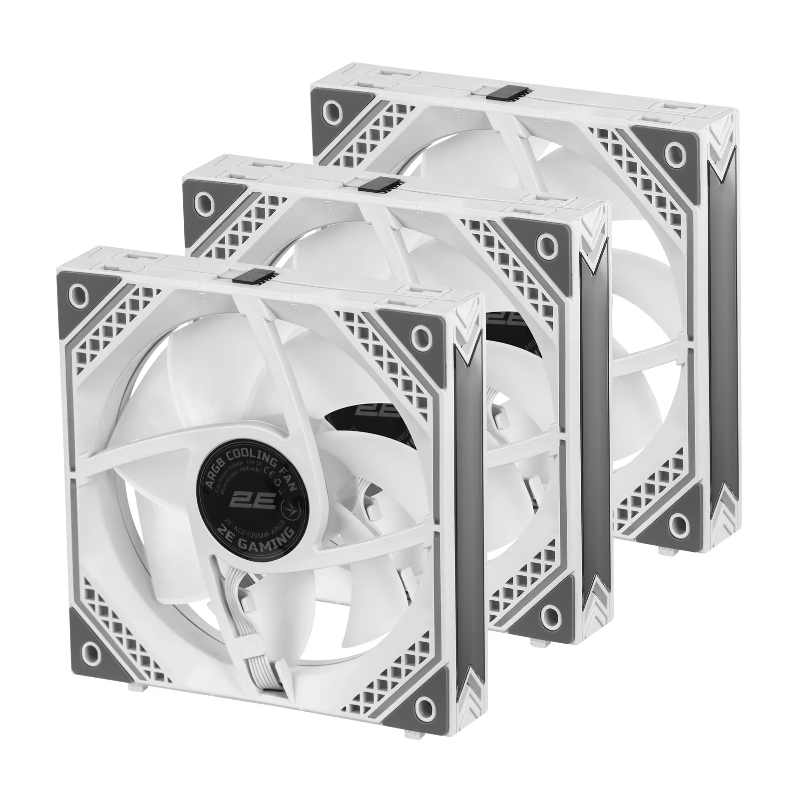 ქეისის ვენტილატორი 2E GAMING Case Fan Air Cool Magic Mirror ACF120MW-ARGB, 3x120mm, 2000rpm, 4pin PWM +5VARGB, 20.5dBa, white