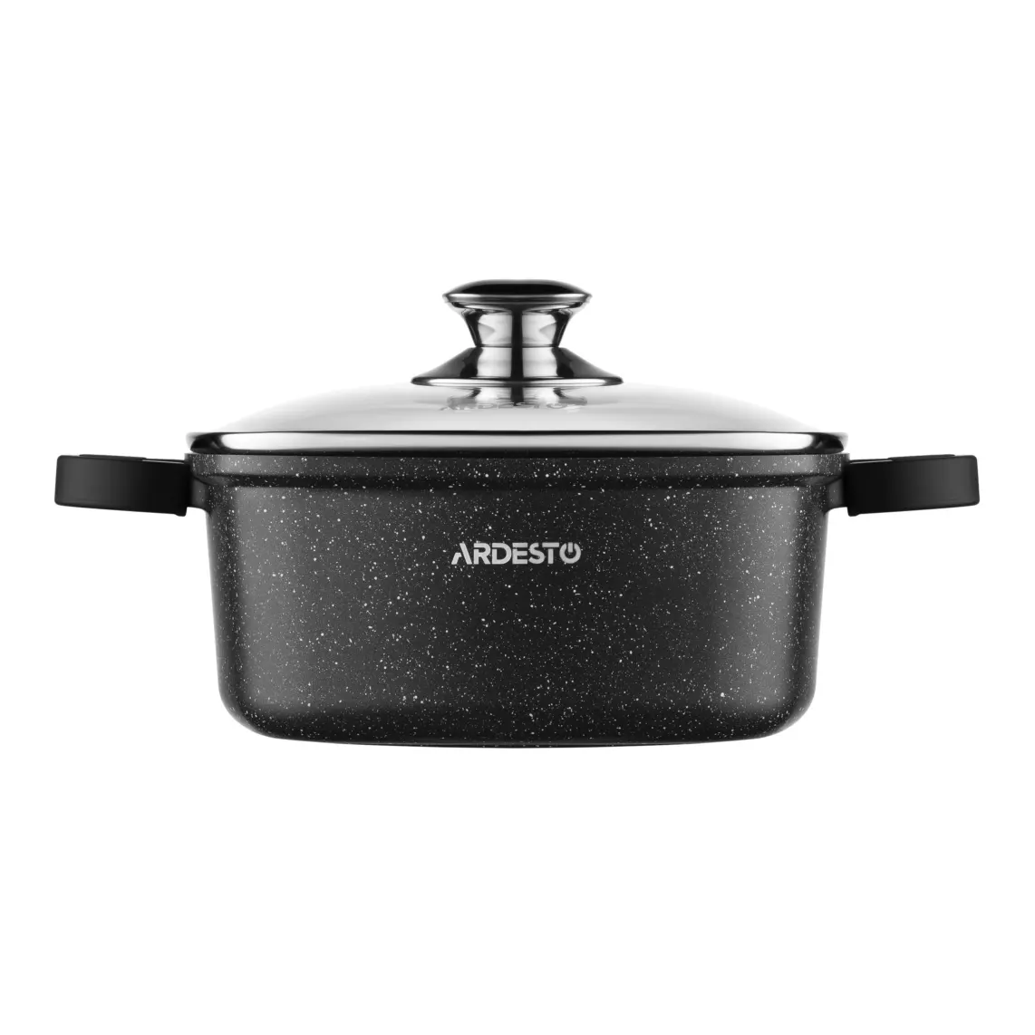 Casserole with glass lid ARDESTO Gemini, 2.3l, aluminum, square, black