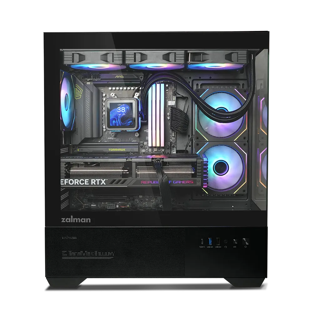 ქეისი Zalman PC case Chronix V2 without PSU, 1xUSB3.0, 1xUSB2.0, 1x Type C, 2x120mm ARGB Reverse, 4x120mm ARGB, VGA 410mm, LCS ready, TG Side/Front Panel, ATX, black