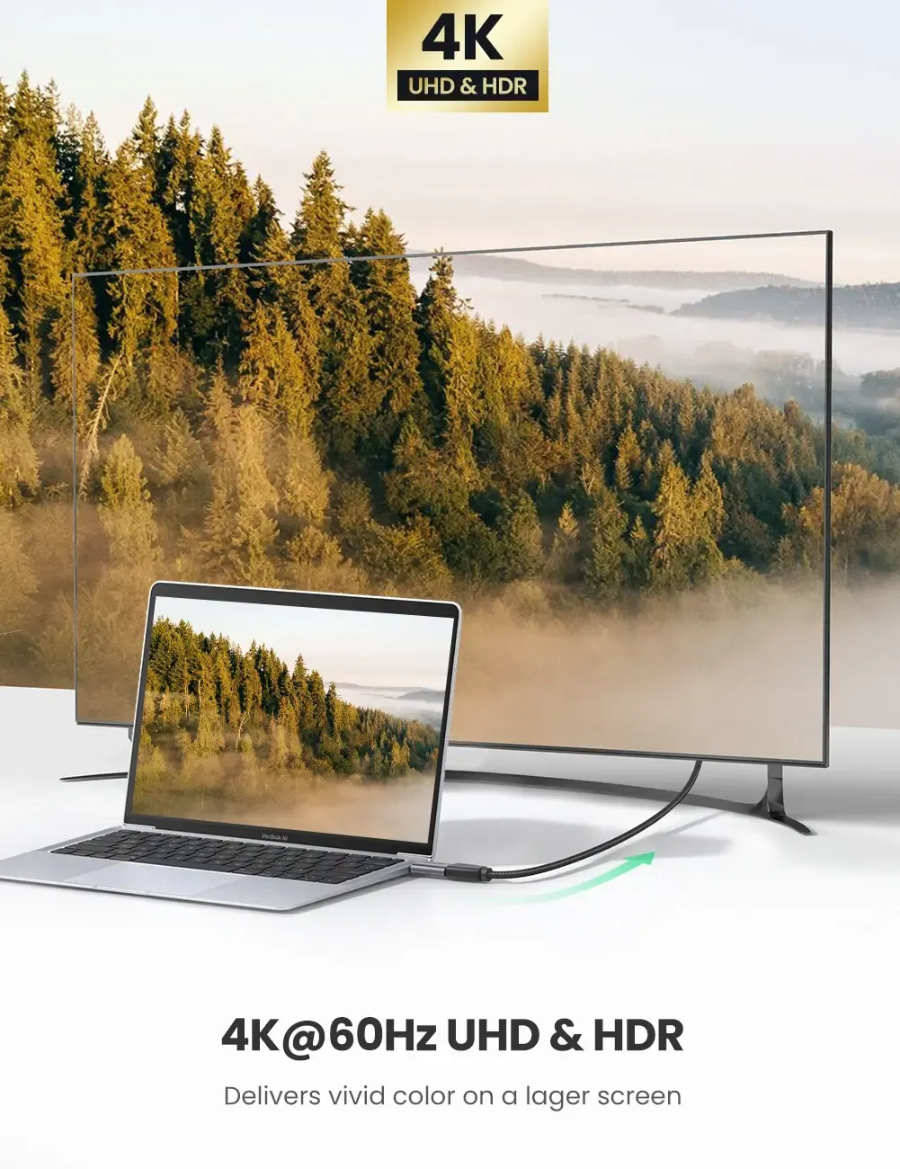 USB-HDMI ადაპტერი US320, UGREEN, Adapter, Type-C to HDMI Adapter, Space Gray.
