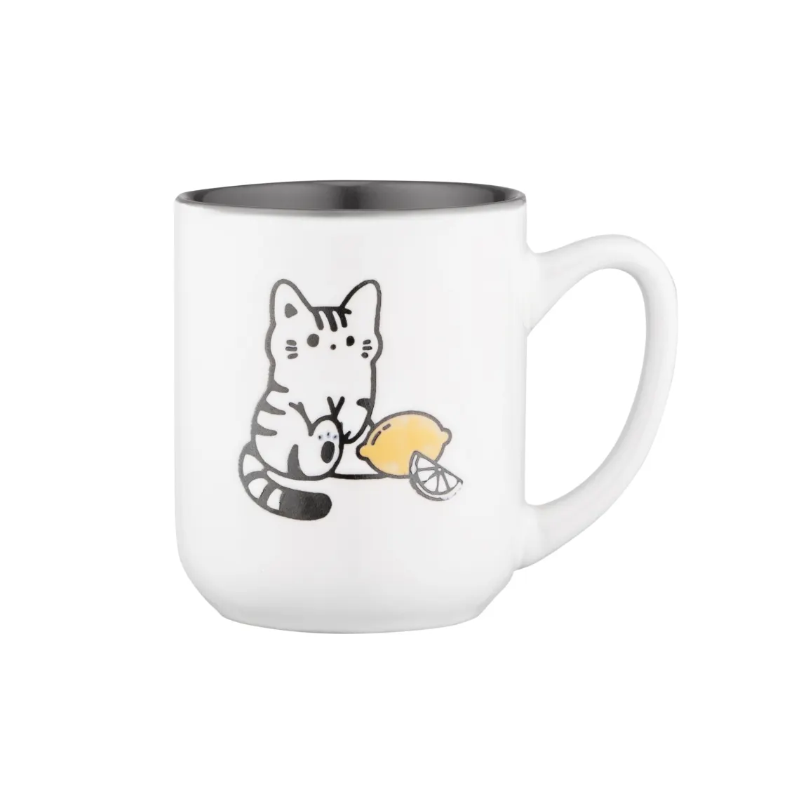 კათხა Mug ARDESTO Cat, 380ml, ceramic, white-gray