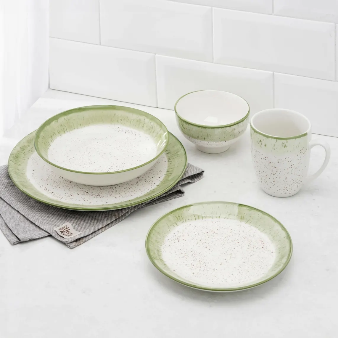 კათხა Ardesto Mug Siena, 360ml, porcelain, white-green