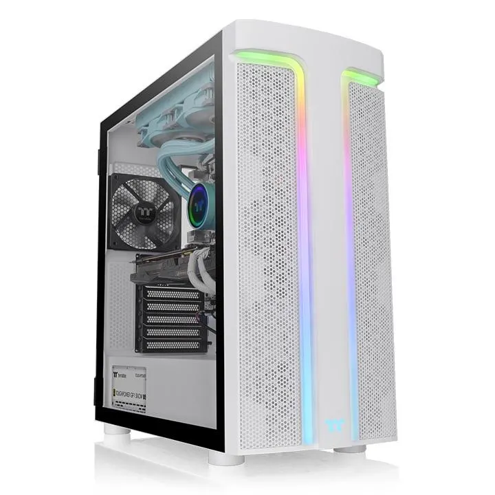 Thermaltake, H590 TG Snow ARGB Mid Tower Chassis Case White.
