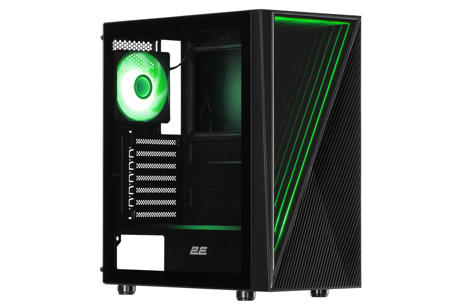 2E Gaming Computer case Infinity G205A, without PSU, 2xUSB 3.0, 1xUSB Type-C, 1x120mm ARGB, 2x120mm, ARGB strip, TG Side Panel, ATX, Black