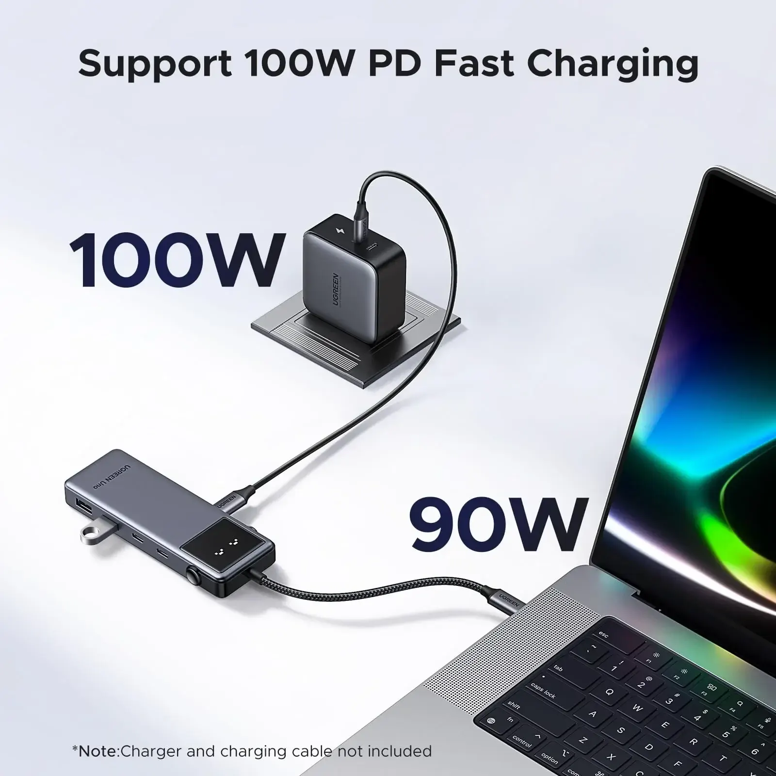 Type-C ჰაბი CM888, UGREEN, USB HUB, Groovy Robot, 6-in-1, HDMI, USB-A, Type-C, HUB, Space Gray.
