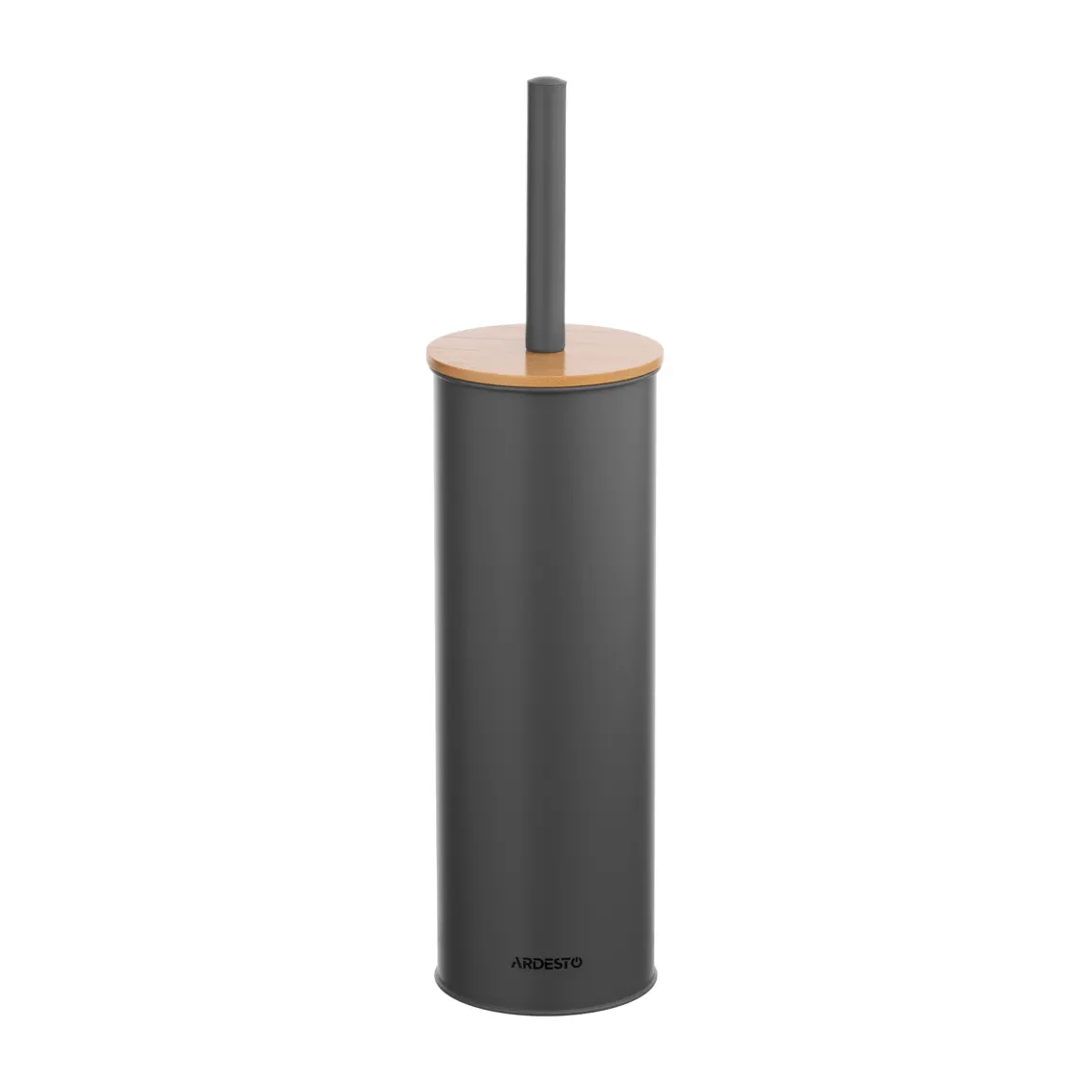 უნიტაზის ჯაგრისი Toilet brush set with stand Ardesto Minimalism, 9.5x27.5/38cm, metal, polypropylene, bamboo, dark grey