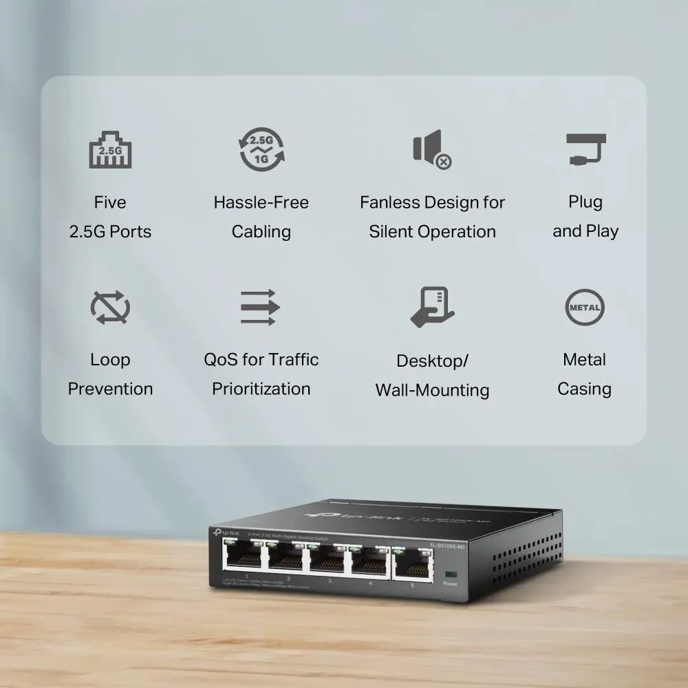 TP-Link, TL-SG105S-M2, Switch, 5-Port 2.5G Multi-Gigabit Desktop Switch