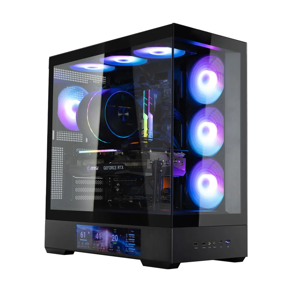 ქეისი Zalman PC case P40 DS without PSU, 2xUSB3.0, 1x Type C, 3x120mm ARGB Reverse, 1x120mm ARGB, VGA 420mm, LCS ready, TG Side/Front Panel, Display, ATX, black