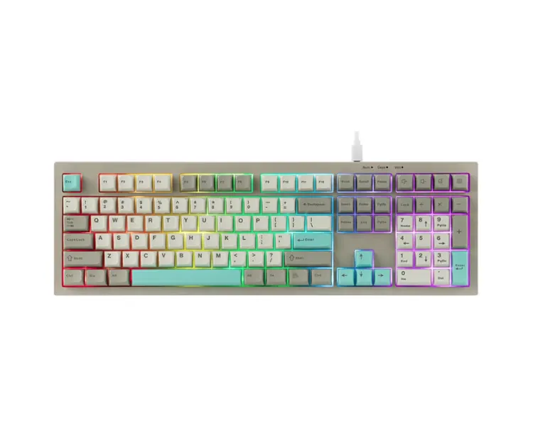 კლავიატურა AULA S102 Wired Membrane Keyboard Light Gray/White/Turquoise