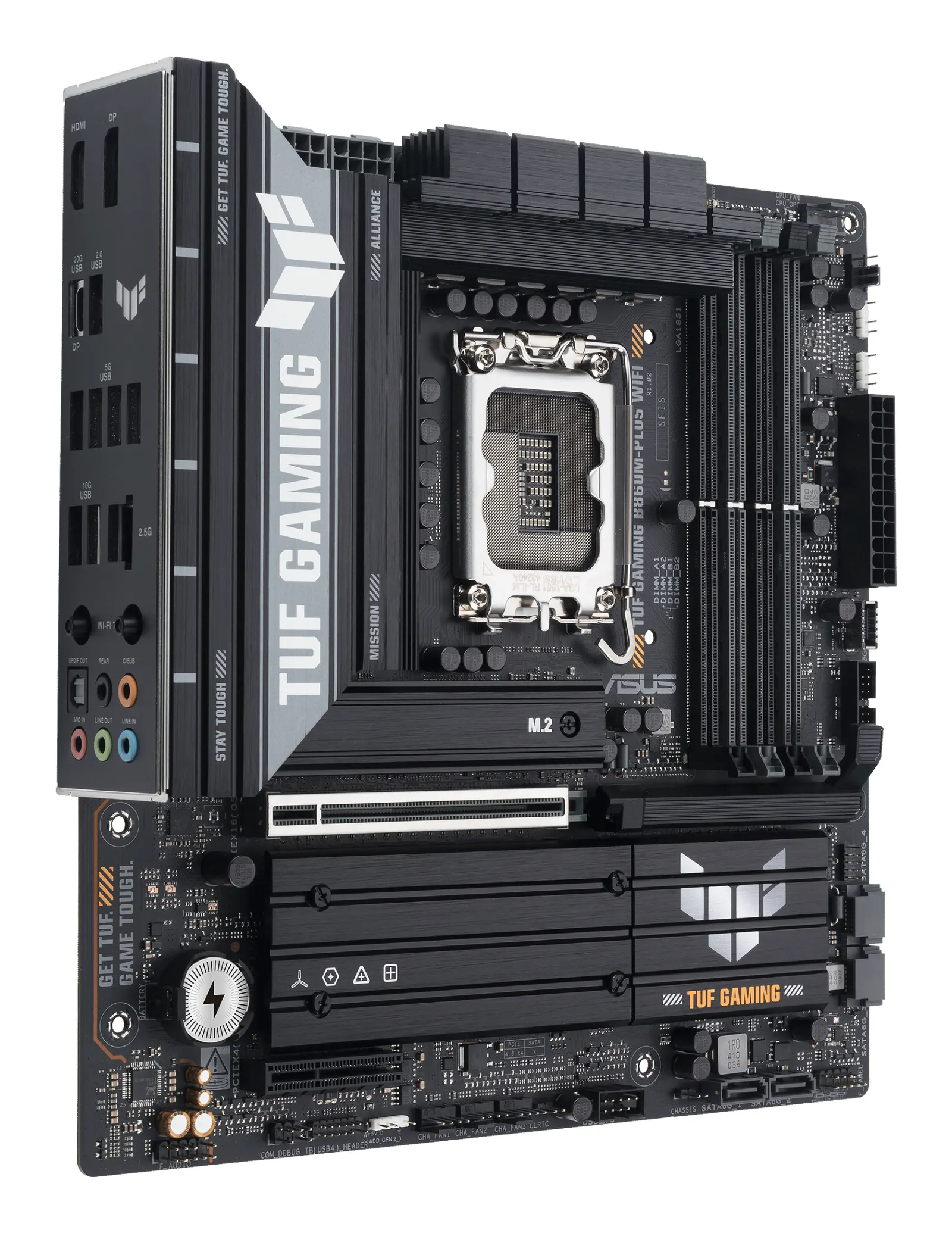 დედაპლატა ASUS Motherboard TUF GAMING B860M-PLUS WIFI s1851 B860 4xDDR5 M.2 DP HDMI USB Type-C Wi-Fi BT mATX