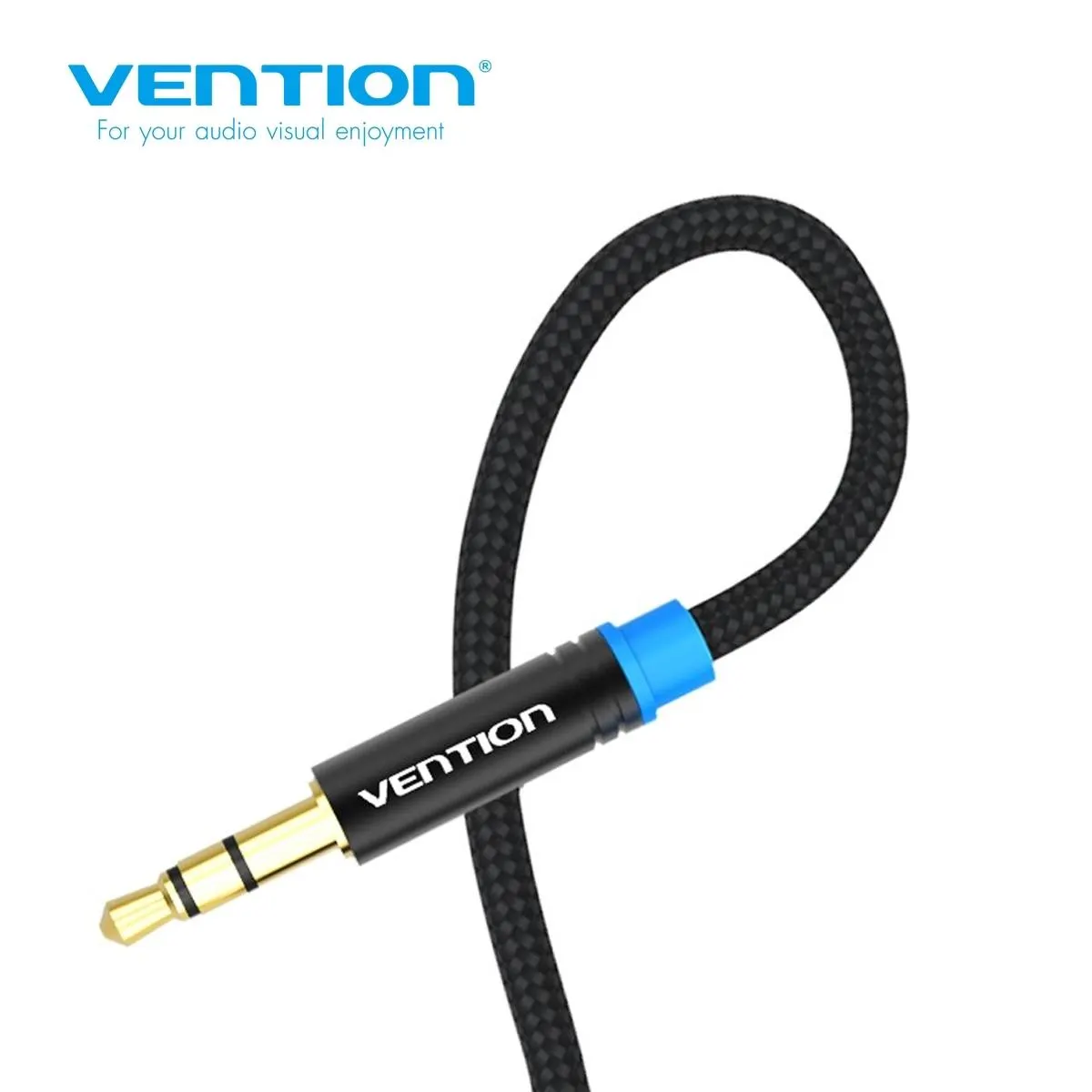 აუდიო/ვიდეო კაბელი VAB-B06-B200-M, Vention Cotton Braided 3.5mm Audio Extension Cable 2M Black Metal Type