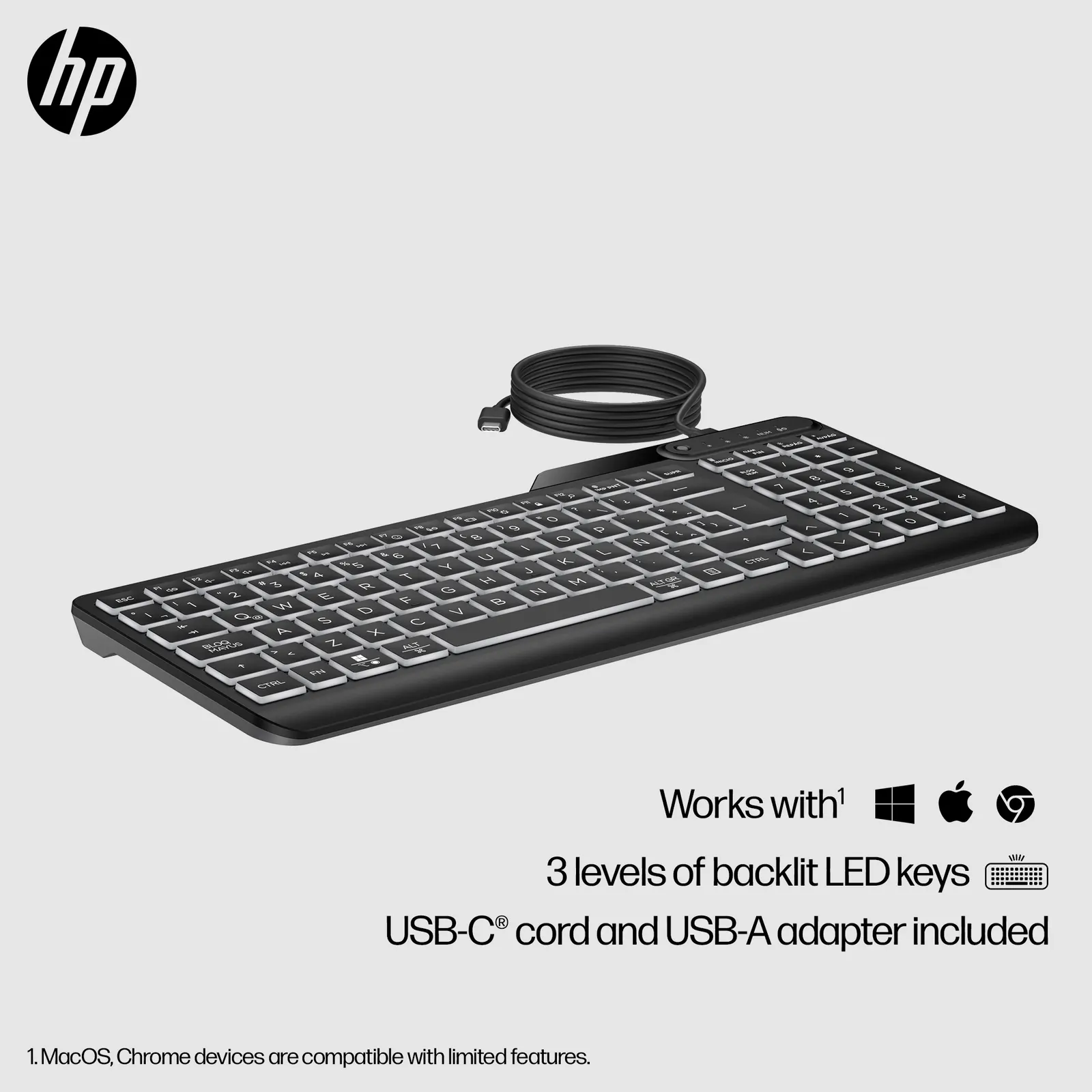 კლავიატურა HP 400 Backlit Wired Black