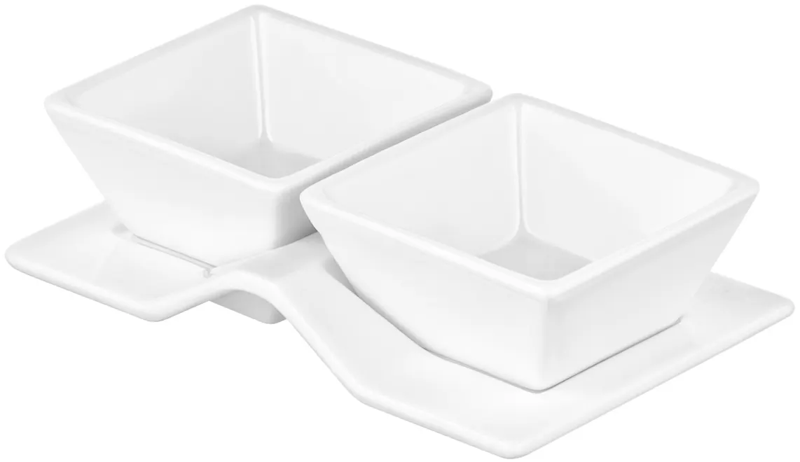 თეფში ARDESTO Set for snack, 3pcs, porcelain, white