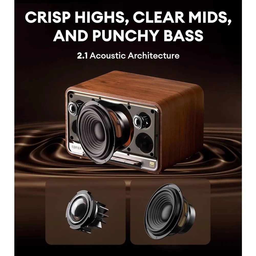დინამიკი Edifier D32, 60W, Bluetooth, USB-C, AUX, Speaker, Brown