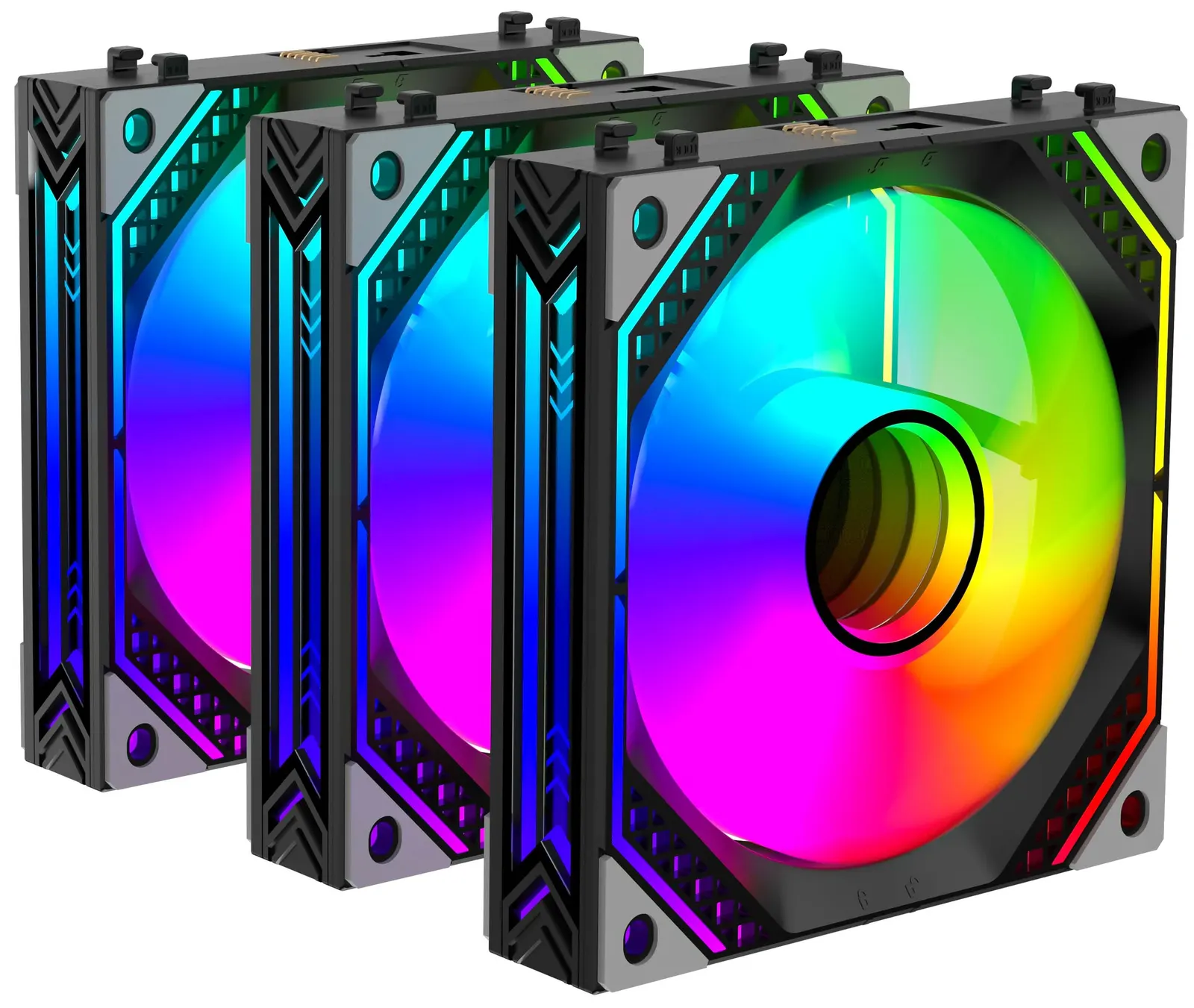 ქეისის ვენტილატორი 2E GAMING Case Fan Air Cool Magic Mirror ACF120MB-ARGB, 3x120mm, 2000rpm, 4pin PWM +5VARGB, 20.5dBa, black