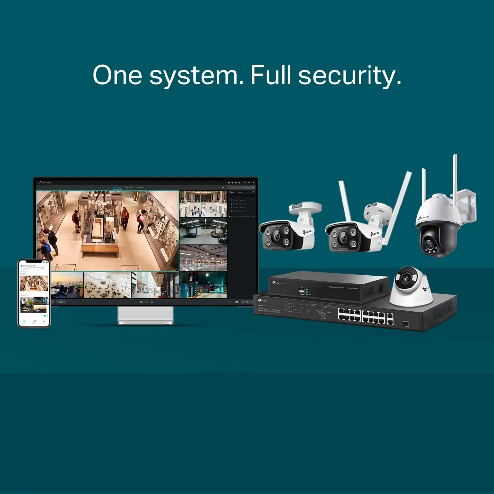 IP კამერა TP-Link VIGI C340 Full-Color Bullet Network Camera - Outdoor, 4MP, 2560 × 1440, 2.8mm Lens, 122° Diagonal Viewing Angle, Full-Color Night Vision, IR Cut Filter, RJ-45, IP66 Waterproof, PoE/12V DC, Two-Way Audio