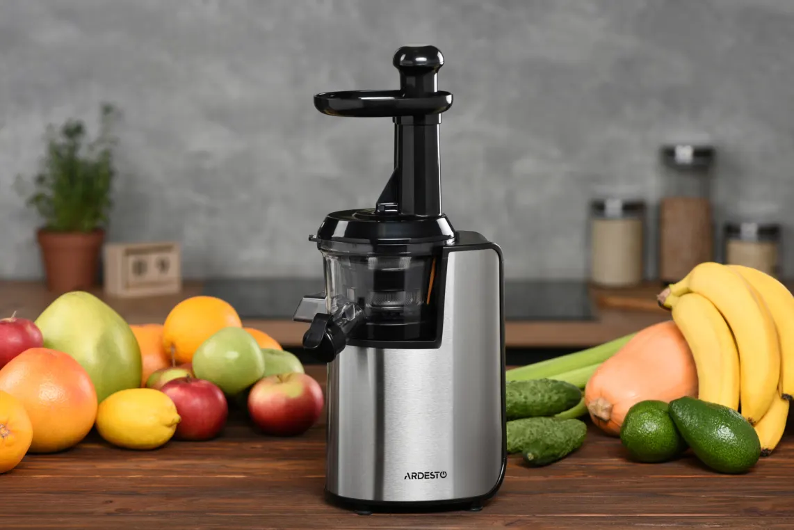 წვენსაწური Ardesto auger juicer, 200W, bowl-0.6L, cake-0.6L, plastic/iron, silver-black