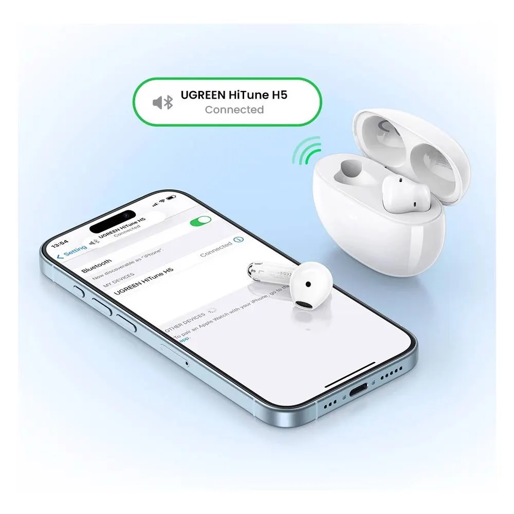 ყურსასმენი UGREEN WS201(15612) TWS HiTune H5, Earbuds, Wireless, Bluetooth, Ipx5, White