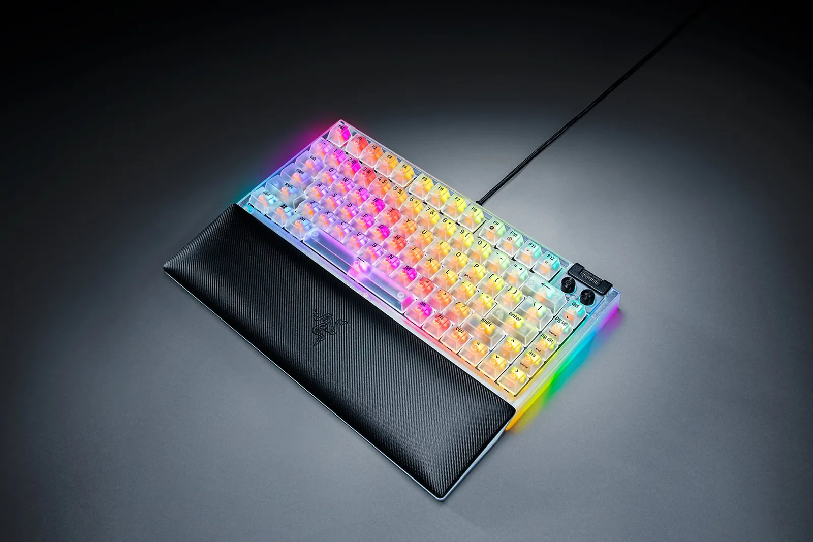 კლავიატურა Razer Keyboard BlackWidow V4 75% RGB 83key Mechanical Tactile Switch GEN-3, USB-A, EN, Phantom White Ed
