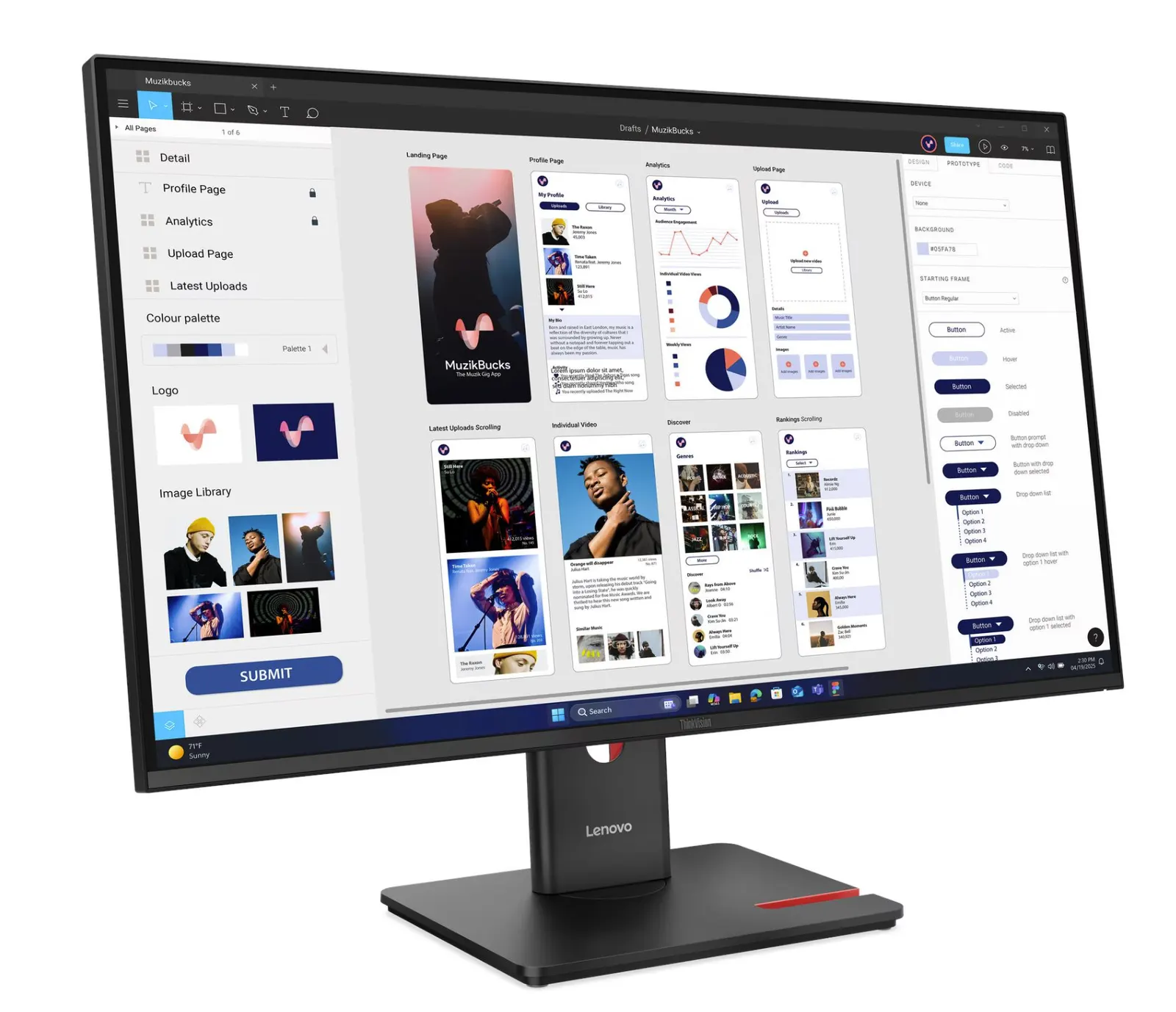 მონიტორი Lenovo ThinkVision T32UD-40 31.5" 4K Monitor