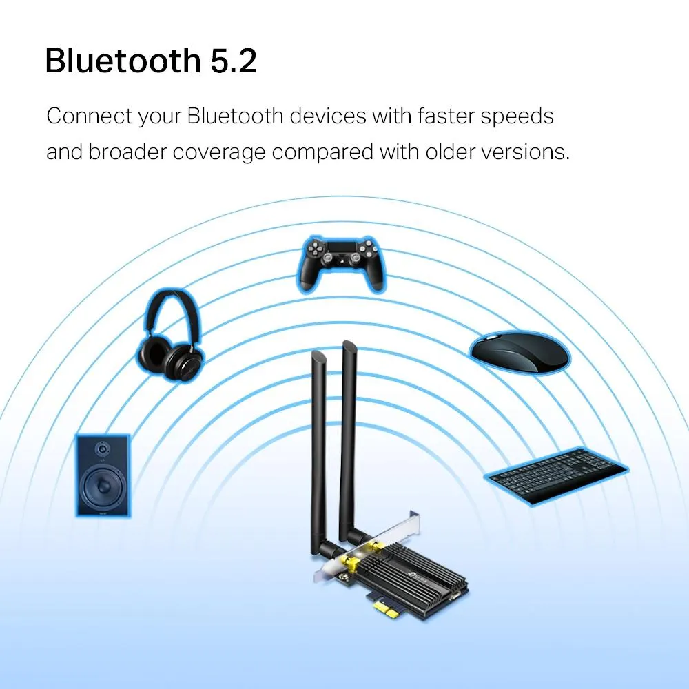 Wi-Fi ადაპტერი TP-Link, Archer TX50E, AX3000 Wi-Fi 6 Bluetooth 5.2 PCIe Adapter