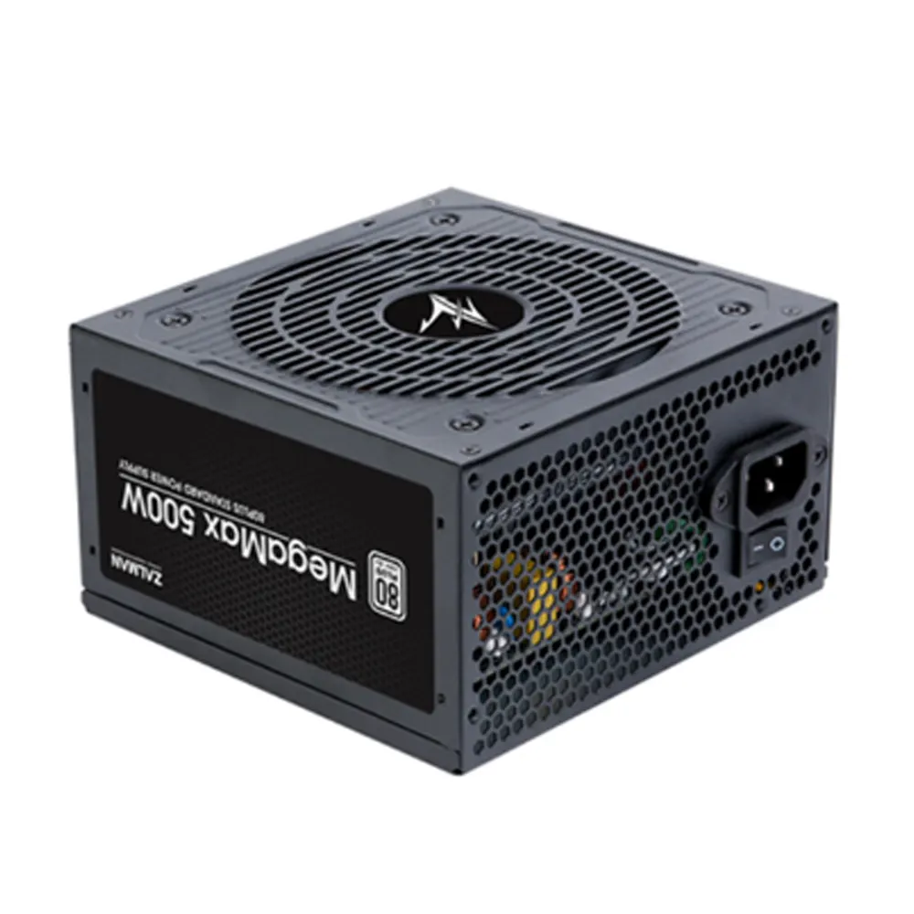 Zalman PSU Megamax (500W), 83%, 80+ White, 120mm, 1xMB 24pin(20+4), 2xCPU (8pin+4pin) 3xMolex, 6xSATA, 2xPCIe 8pin(6+2)