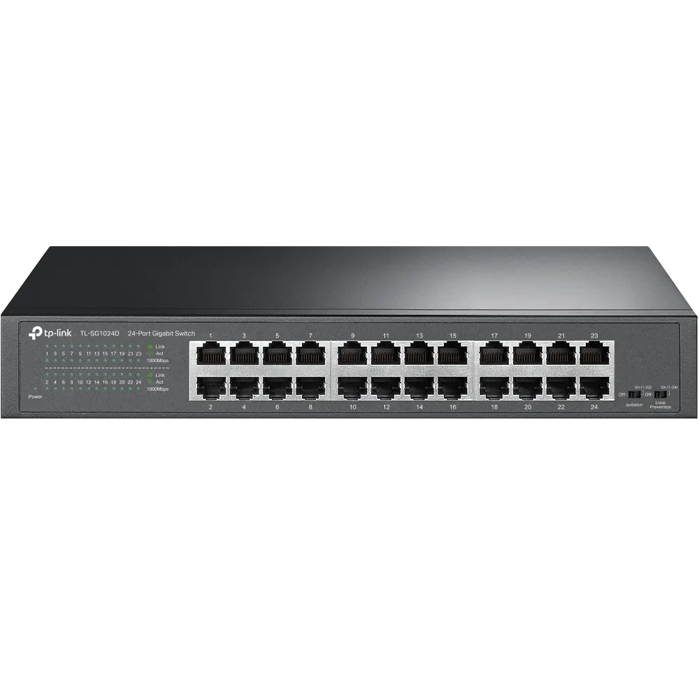 TP-Link, TL-SG1024D, 24-port Gigabit Switch, 24 10/100/1000M RJ45 ports, metal case