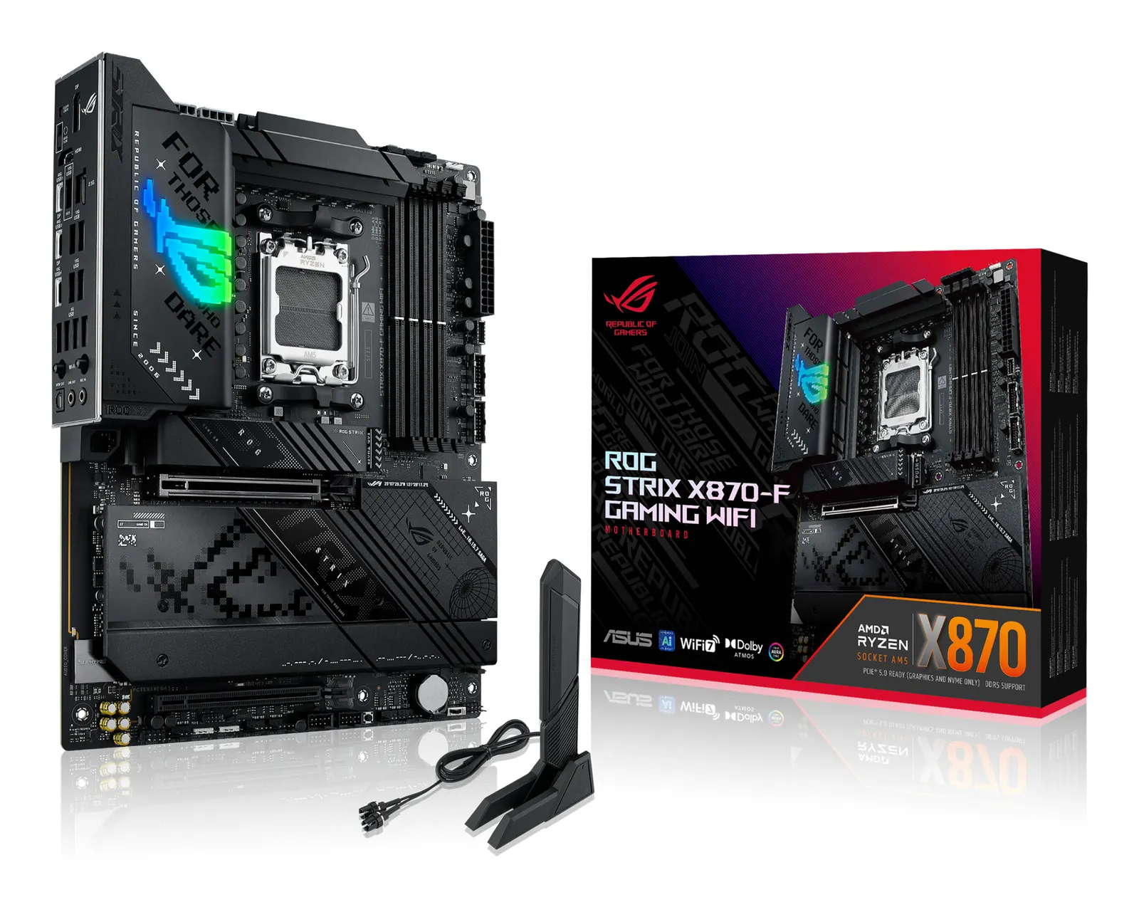 ASUS Motherboard ROG STRIX X870-F GAMING WIFI sAM5 X870 4xDDR5 M.2 HDMI DP WiFi BT ATX